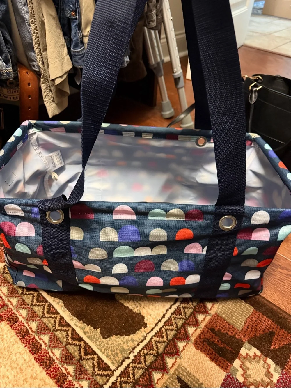 Thirty One Patterned Navy Tote Organizer Bag – Navy Multicolor